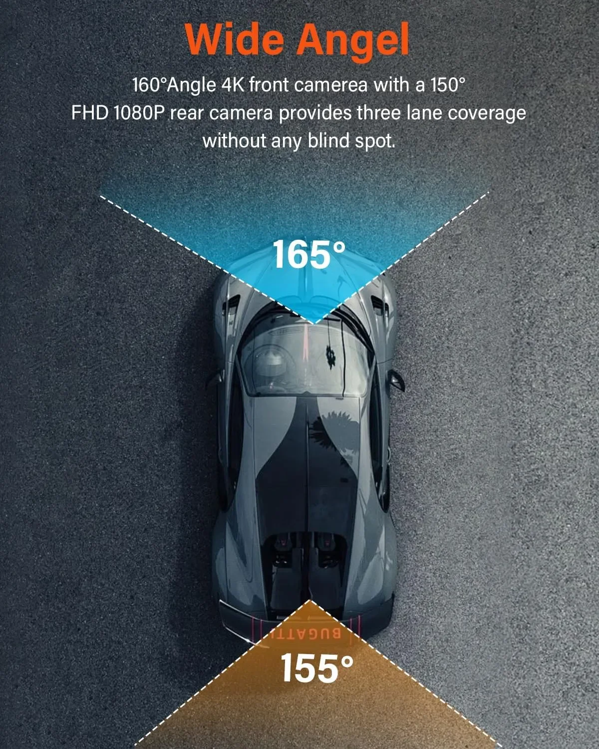 AMGEKE M8 4K Dual Dash Cam видеорегистратор за автомобил отпред и отзад с Wi‑Fi, GPS и 64GB microSD — снимка 7