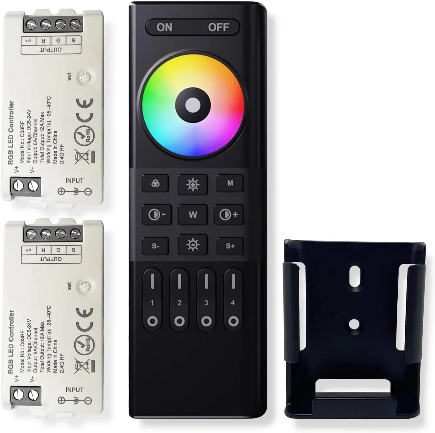 Комплект 2.4GHz RF дистанционно управление + 2 бр. 4-зонов RGB LED контролери за LED ленти