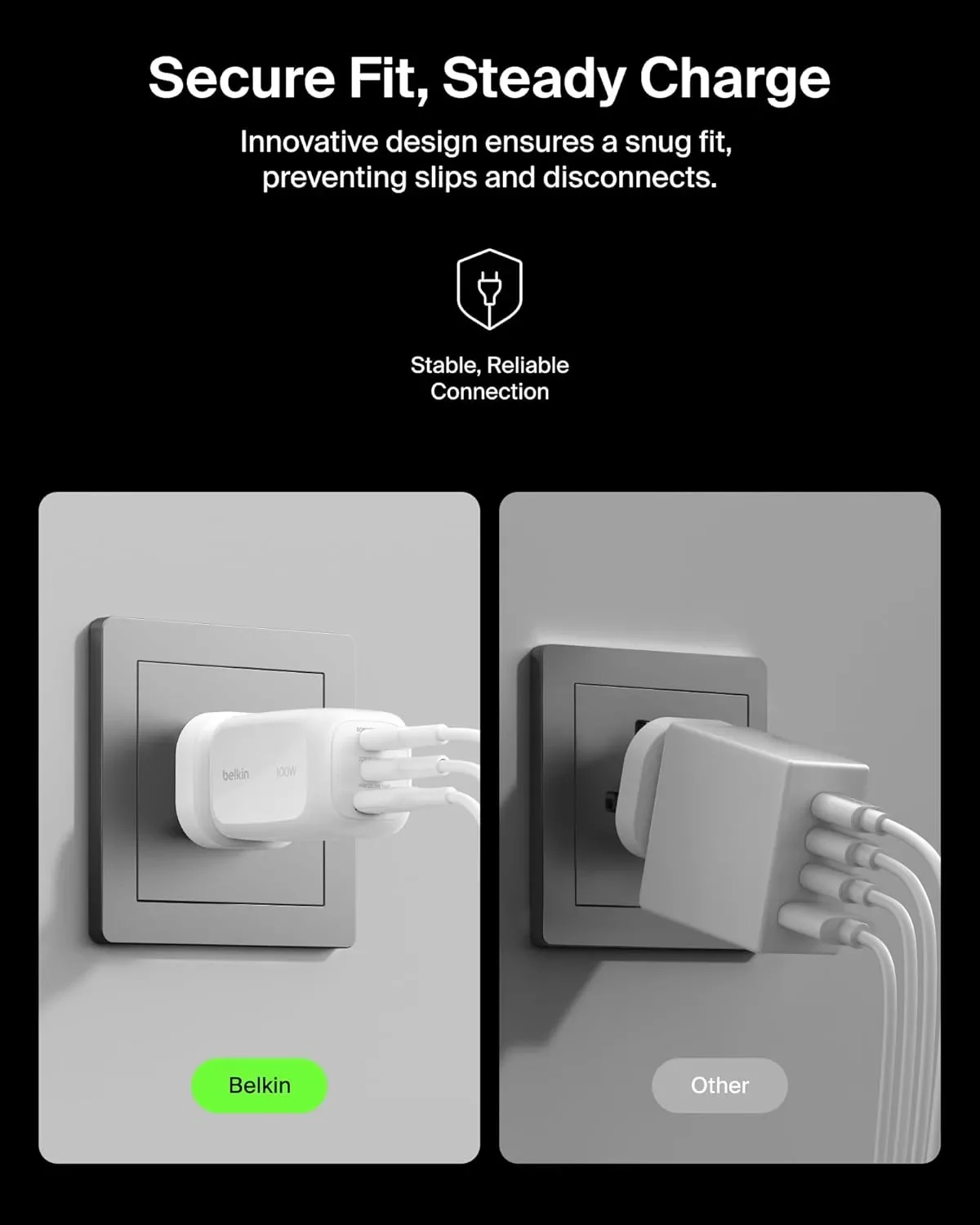 Belkin 100W GaN зарядно с 2x USB-C и 1x USB-A (3 порта) — снимка 5