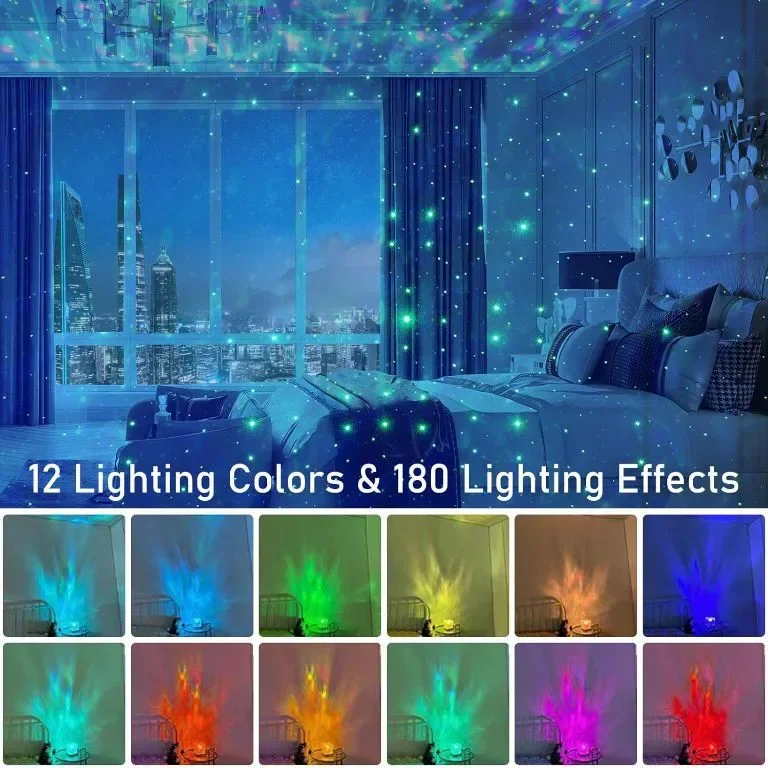 Mycket Звезден LED проектор музикална нощна светлина океански вълни, Bluetooth, дистанционно — снимка 5