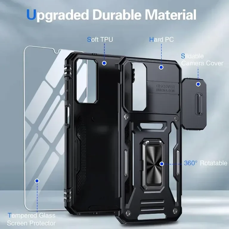 Калъф GOLDJU за Samsung Galaxy A15 5G с протектор за екрана, черен — снимка 2