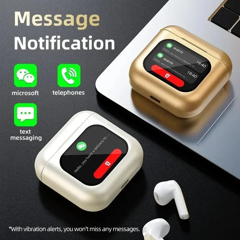 Escapade Pro безжични слушалки с тъч екран на кутията, златисти — снимка 3