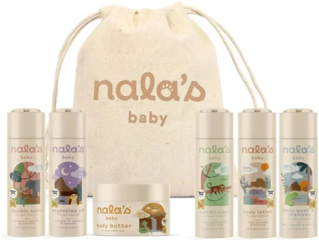 Nalas Baby Бебешки комплект шампоан, лосион, пяна за вана, балсам, масло за тяло с чанта