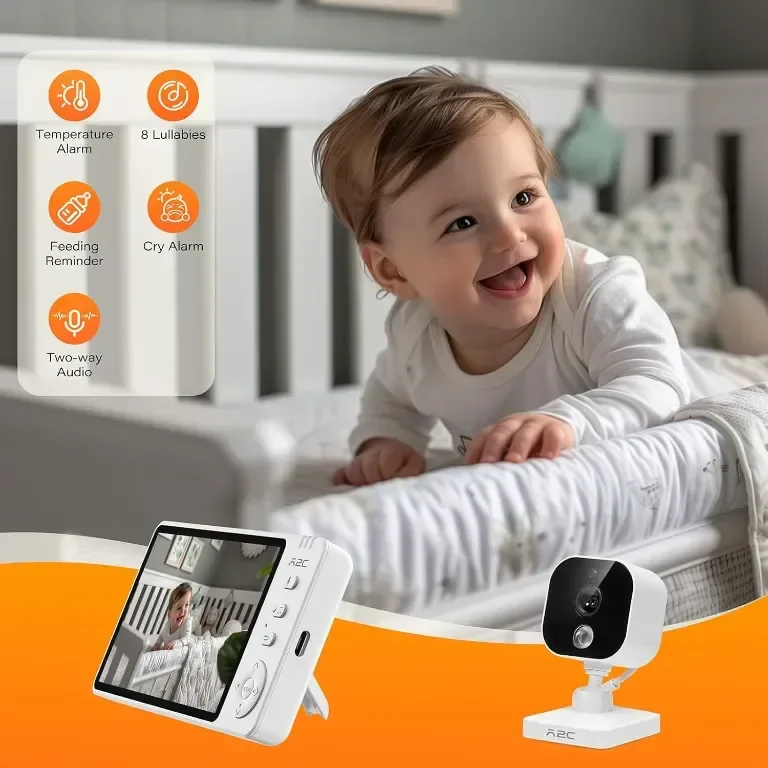 APPS2Car Бебефон 2 в 1, 5'' дисплей 1080p Full HD камера нощно виждане — снимка 3