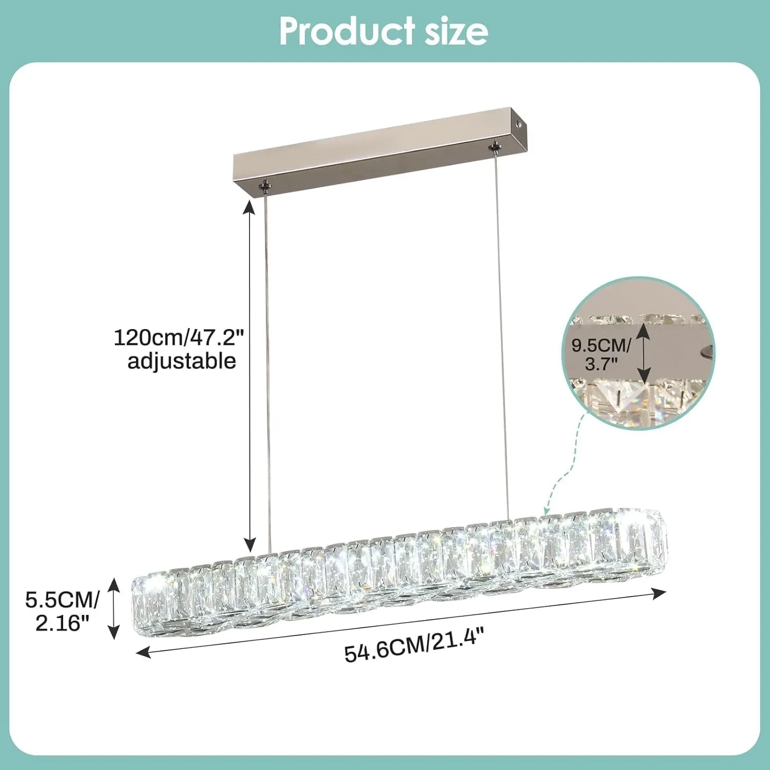 Кристален LED пендел 25W 6500K, висящ полилей за кухня, трапезария и хол — снимка 2