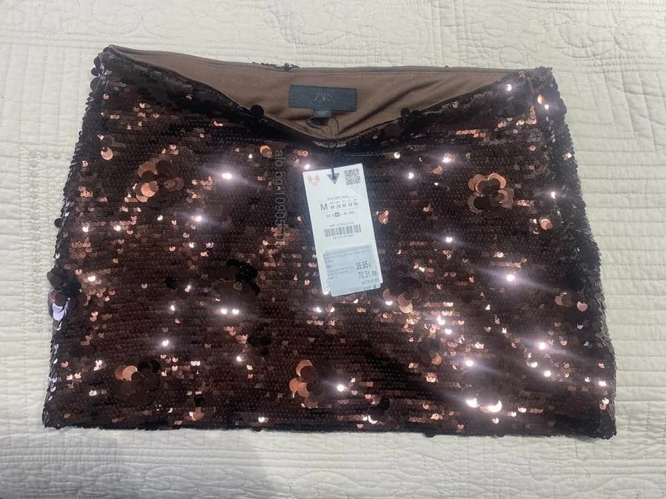 Пола с паети и цветя, ZARA нова — снимка 6