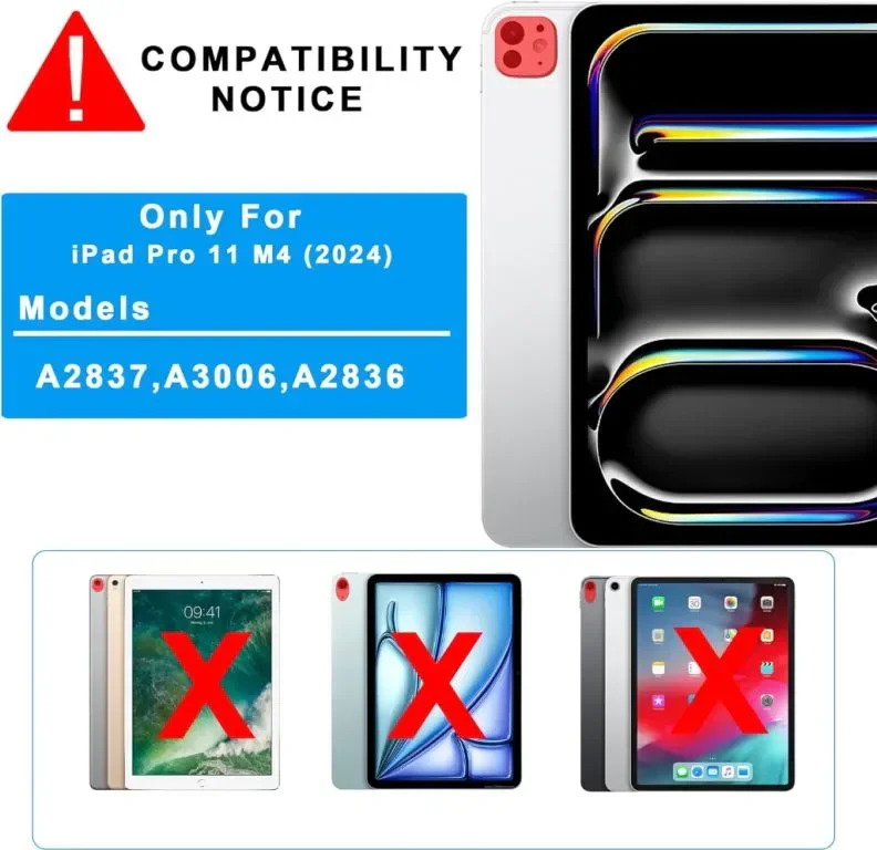 Калъф с клавиатура за iPad Pro 11-inch (M4) 2024, 3 зони и 7 цвята, подвижна клавиатура с подсветка — снимка 2