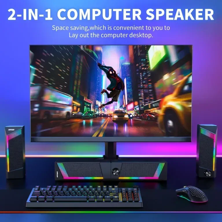Компютърни високоговорители EnjoyNest, RGB високоговорители, USB захранване, 3,5 mm Aux — снимка 2