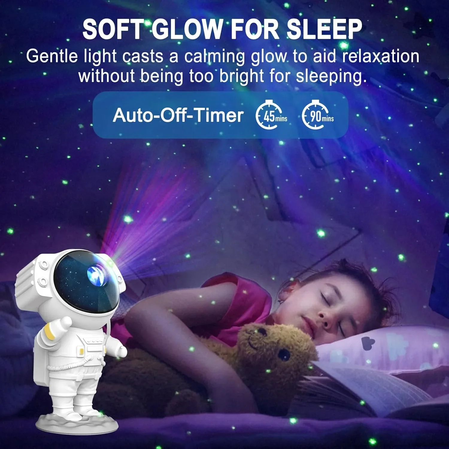 LED галактичен прожектор Astronaut Star Nebula с дистанционно и таймер (8 ефекта) — снимка 4