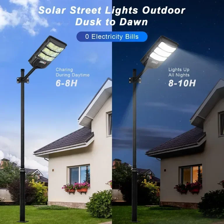 YACAISI Соларни улични лампи - 2 броя, 1200W LED, 8500K, дистанционно — снимка 3