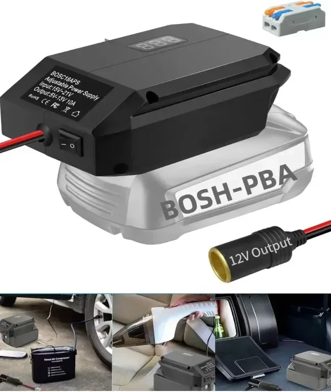 12V адаптер за батерия BOSCH 18V към 12V понижаващ преобразувател с конектор за запалка