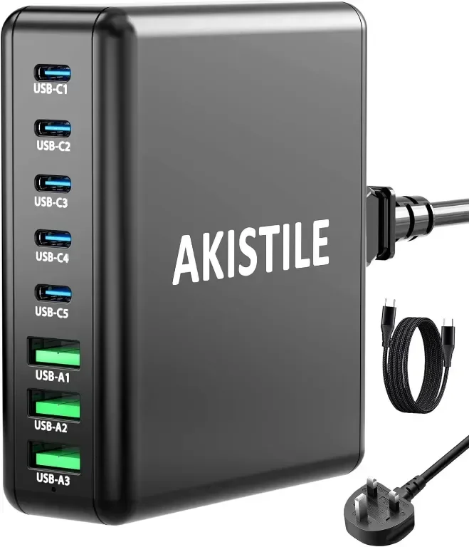 USB C зарядно устройство, 8 порта 240 W, GaN зарядно устройство