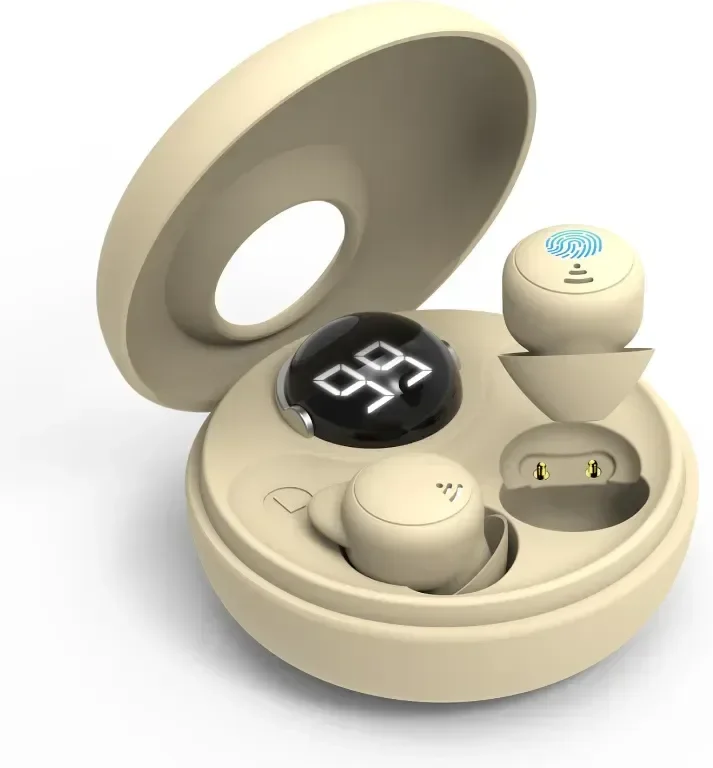 Wnqou Sleep Earbuds Шумопотискащи мини слушалки за поставяне в ушите за сън, бежово; бяло