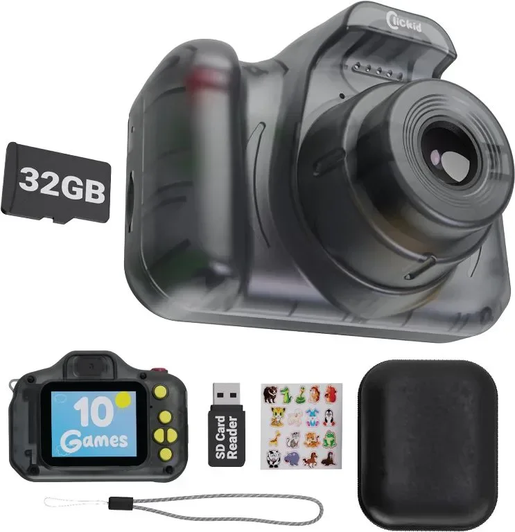 ClickKid CAM10 Детска цифрова камера, 8X увеличение 32GB micro SD карта, доп. батерия и калъф