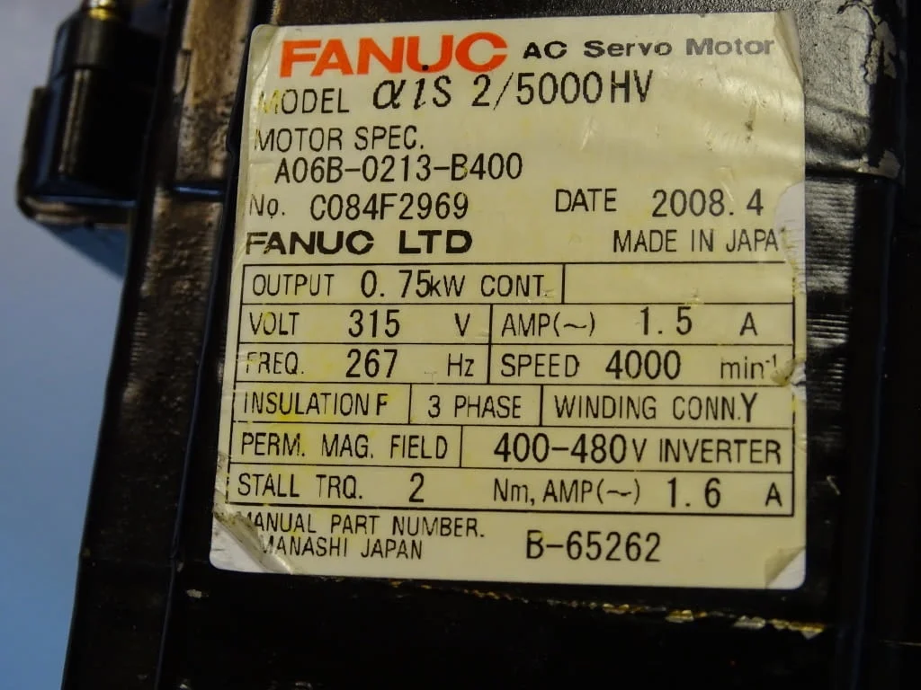 Сервомотор FANUC αis 2/5000HV A06B-0213-B400 AC servo motor — снимка 4