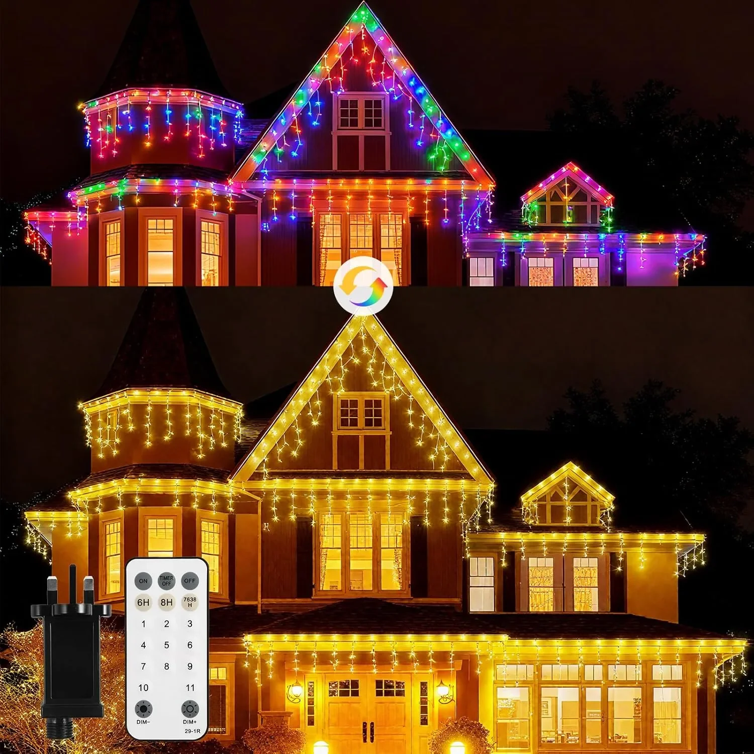 Коледни LED лампички Coanto Icicle за външен монтаж, 10 м, 400 LED, 80 капки, 11 режима + дистанционно