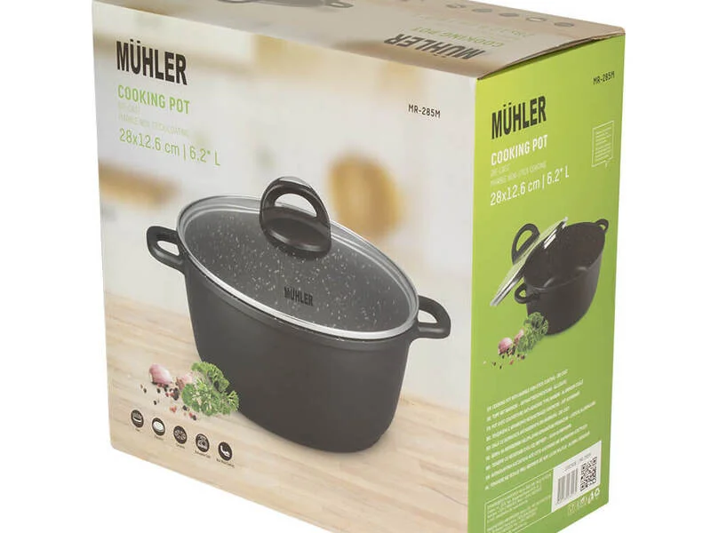 Тенджера Muhler Hanna MR-285M NEW 28x12.6cm, 6.2L, лят алуминий — снимка 2