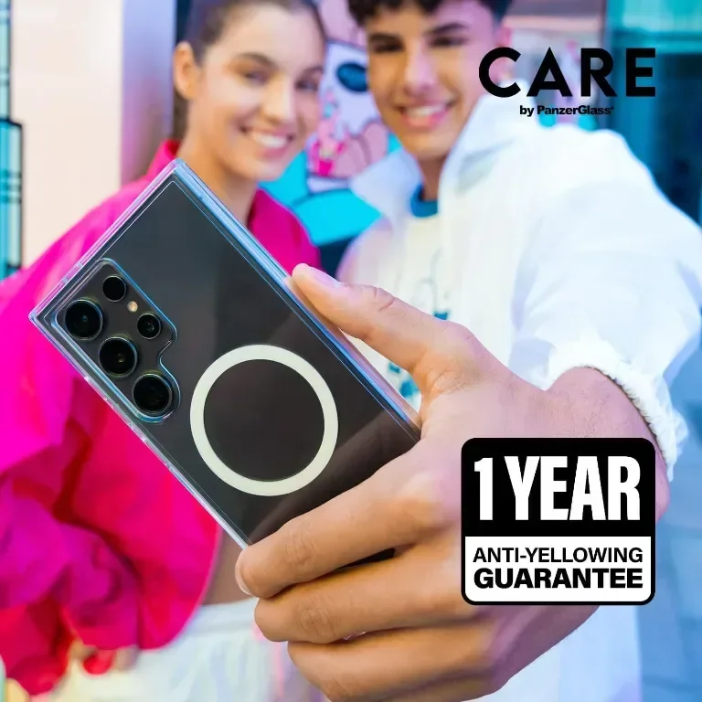 Калъф CARE BY PANZERGLASS с черна стойка за Samsung Galaxy S25 Ultra, Qi и MagSafe, прозрачен — снимка 2