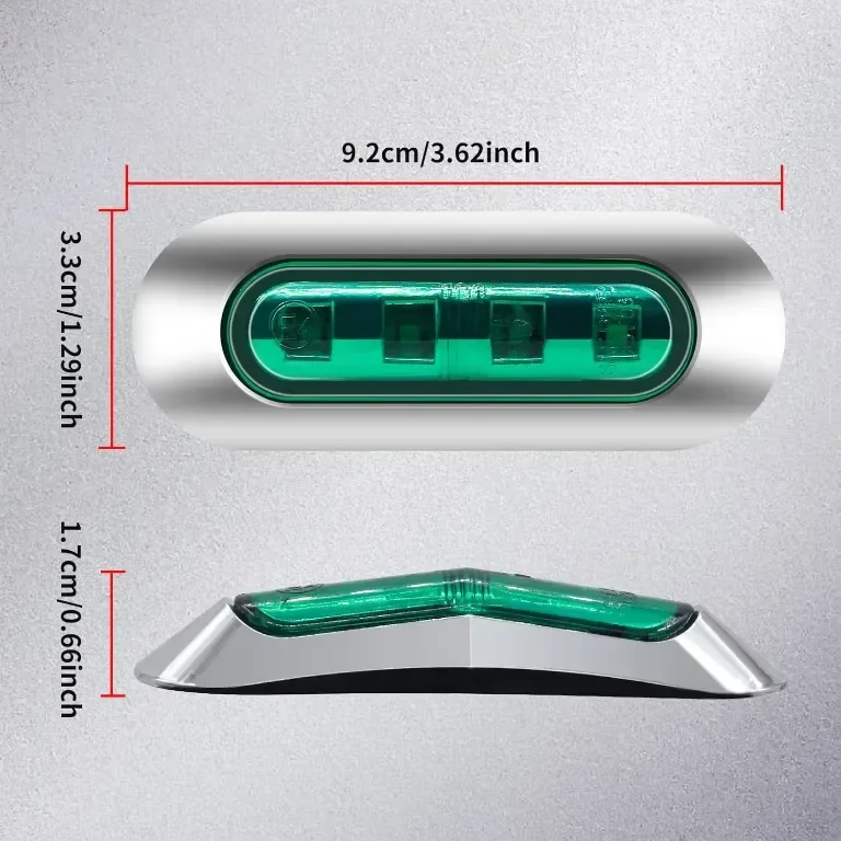 NWpangu 10 броя LED странични габаритни светлини, 4-LED, 12V/24V, зелени — снимка 3