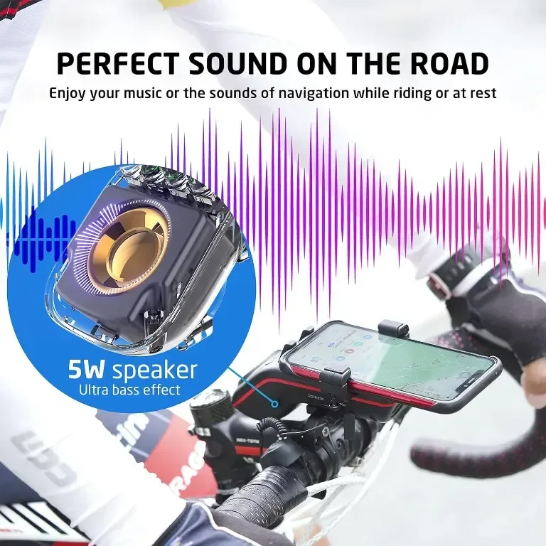 UPPEL 10 в 1 Стойка за телефон за велосипед, Bluetooth, 5000mAh, LED — снимка 3