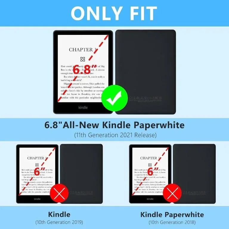 TQQ Калъф за Kindle Paperwhite 6,8 инча, 11-то поколение 2021 г, магнитно затваряне, светло син — снимка 6