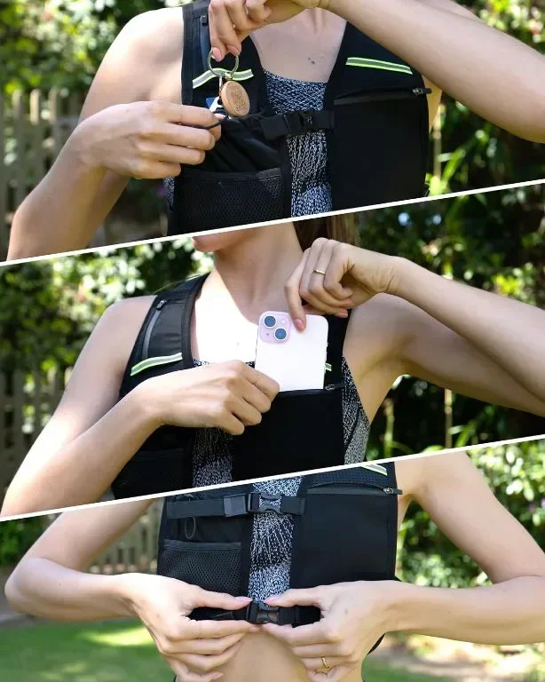 TIYA Running Hydration Vest – отделения за бутилка вода и смартфон – лека, водоустойчива, отразяваща — снимка 5