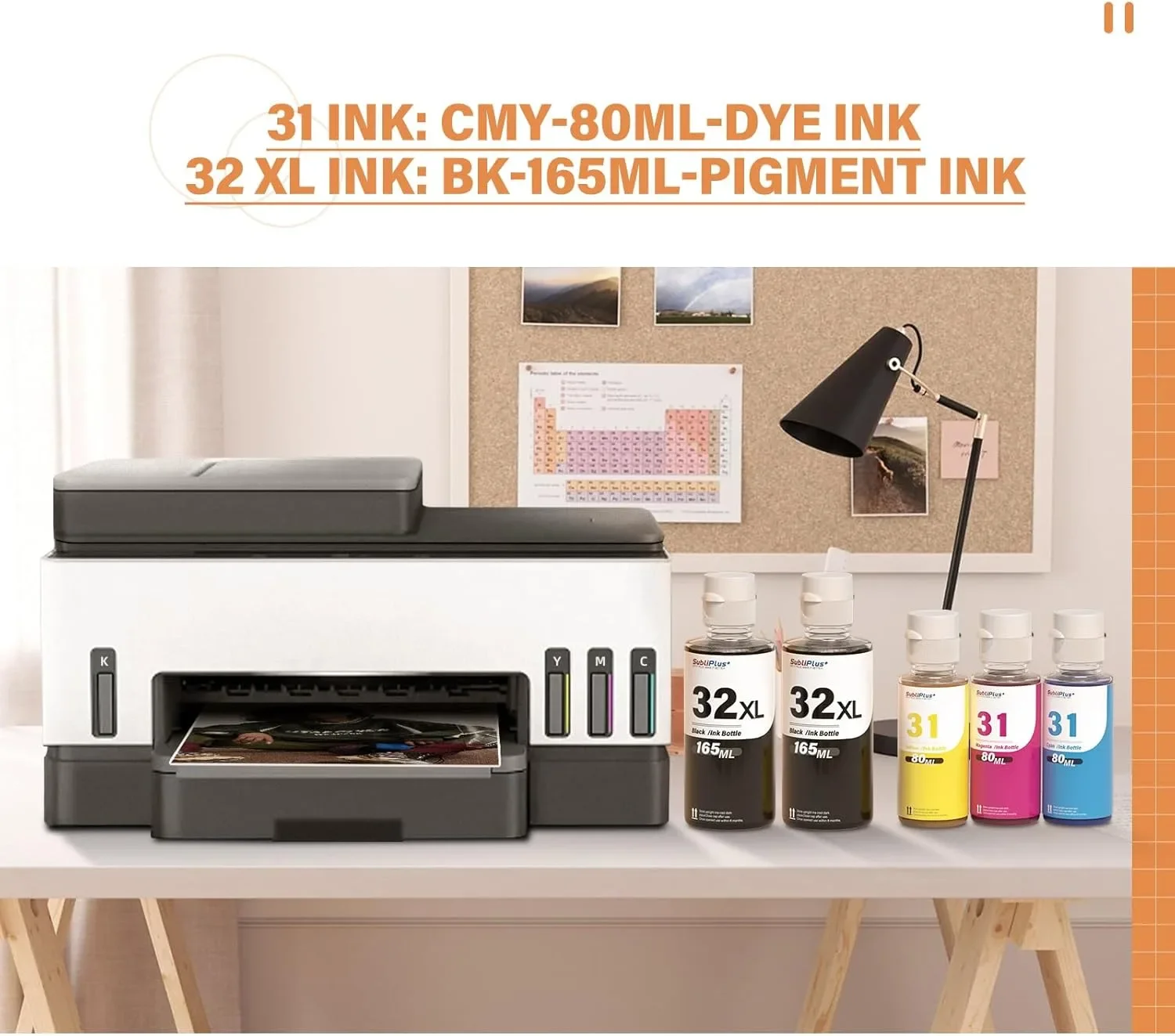 Комплект мастила 31 + 32XL (CMY 80 ml и Black 165 ml x2) за HP Smart Tank / DeskJet – SibliPlus+ — снимка 4