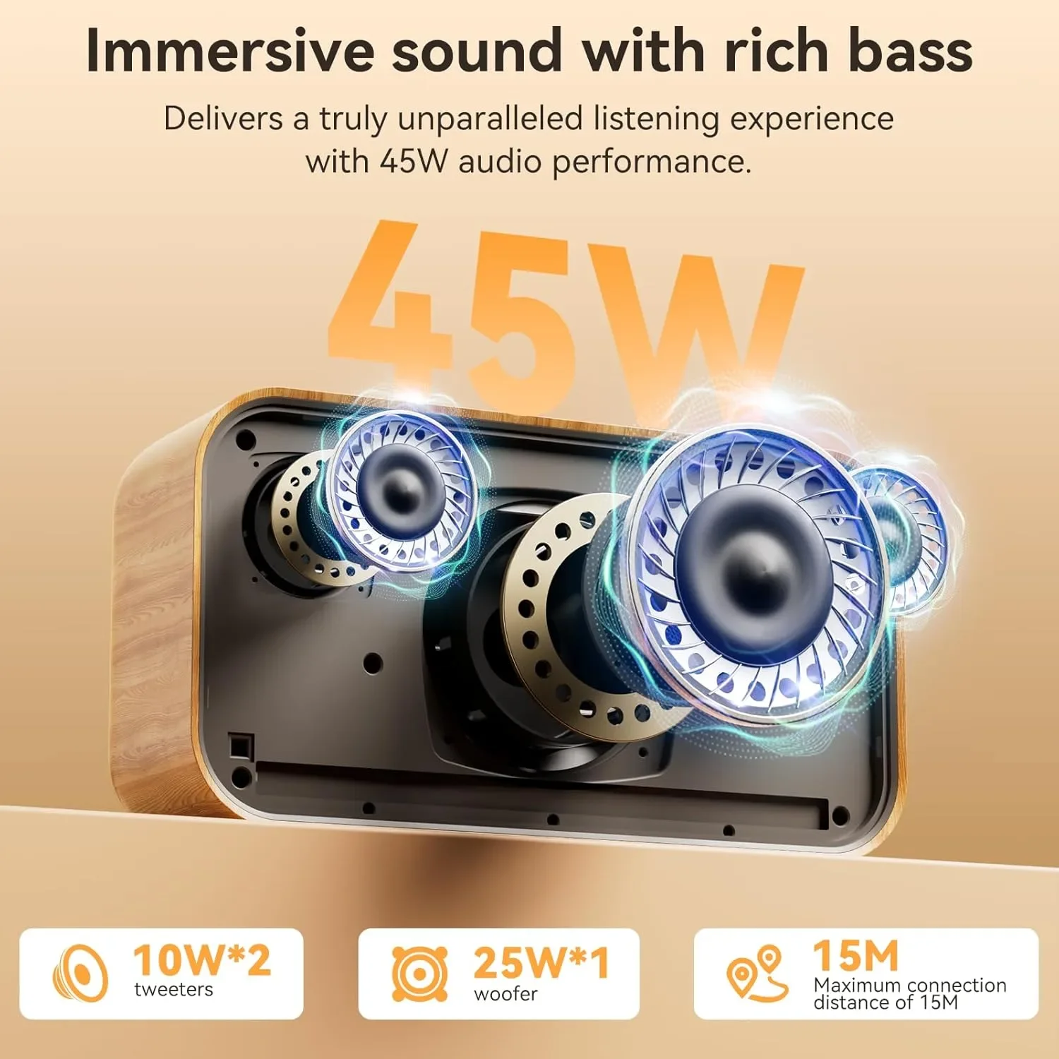 Ретро Bluetooth колонка 45W с USB, AUX и TF карта — снимка 9