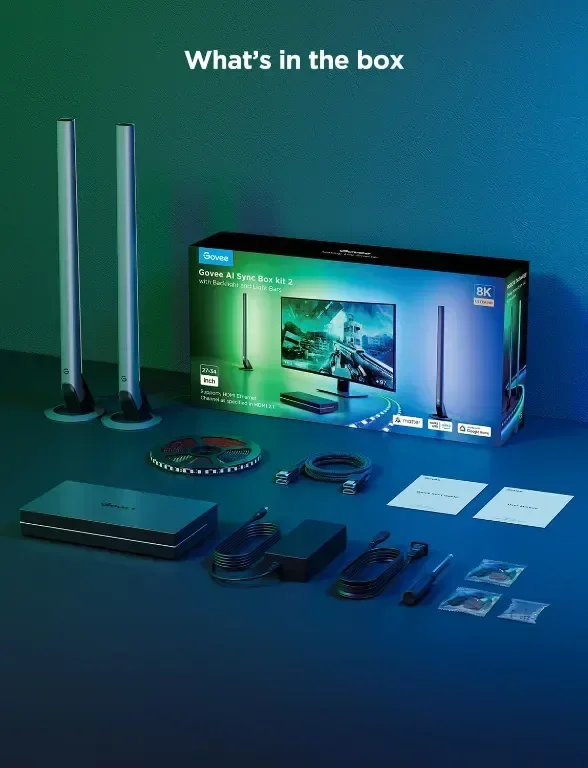 Govee HDMI 2.1 Sync Box Kit 2, AI Sync Box,светлинни ленти и подсветка — снимка 7