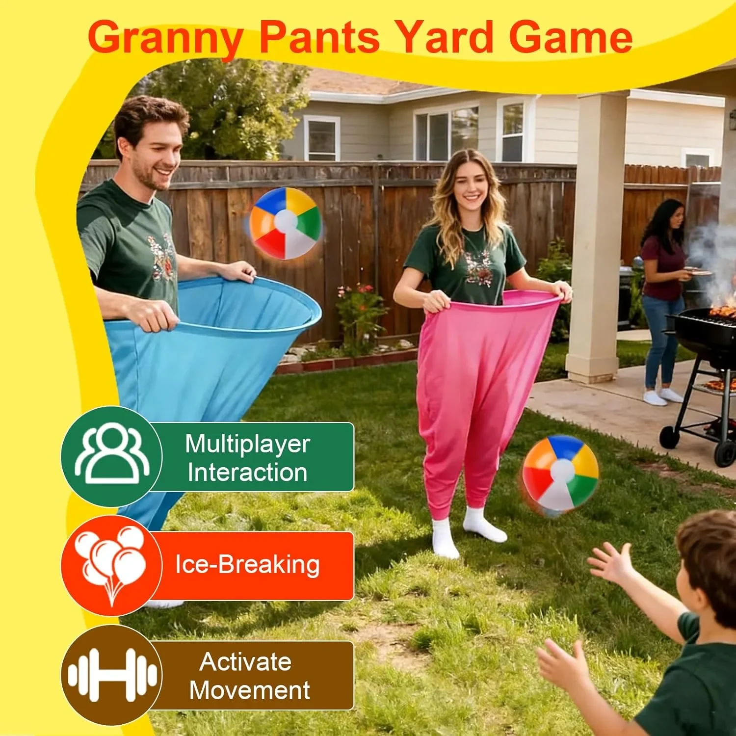 Комплект „Granny Pants Yard Game“ – 2 големи бабини панталони, 10 надуваеми топки и 2 помпи — снимка 2