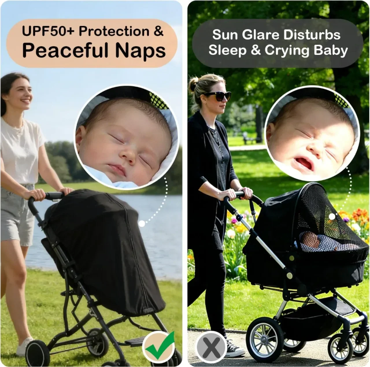Сенник за количка и бебешка количка, блокира UV лъчите UPF50+ — снимка 6