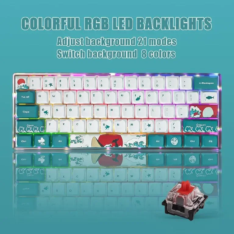 MIHIYIRY 60% кабелна игрална клавиатура, 61 клавиша SK механична клавиатура, RGB подсветка — снимка 4