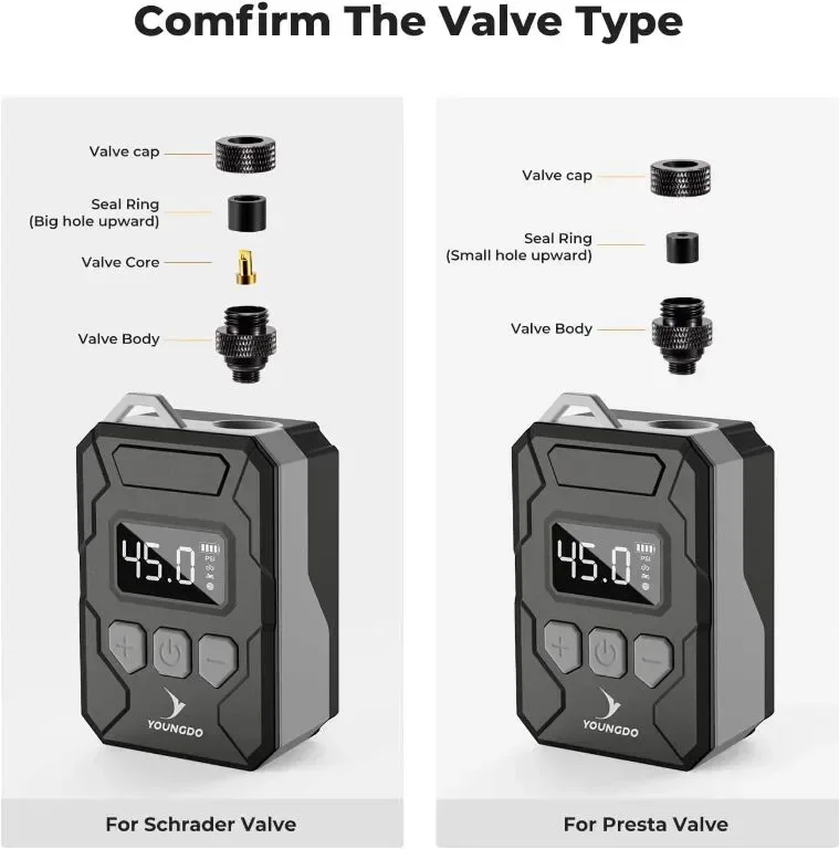 YOUNGDO 150PSI мини помпа за велосипед, мотор с дигитален манометър — снимка 5