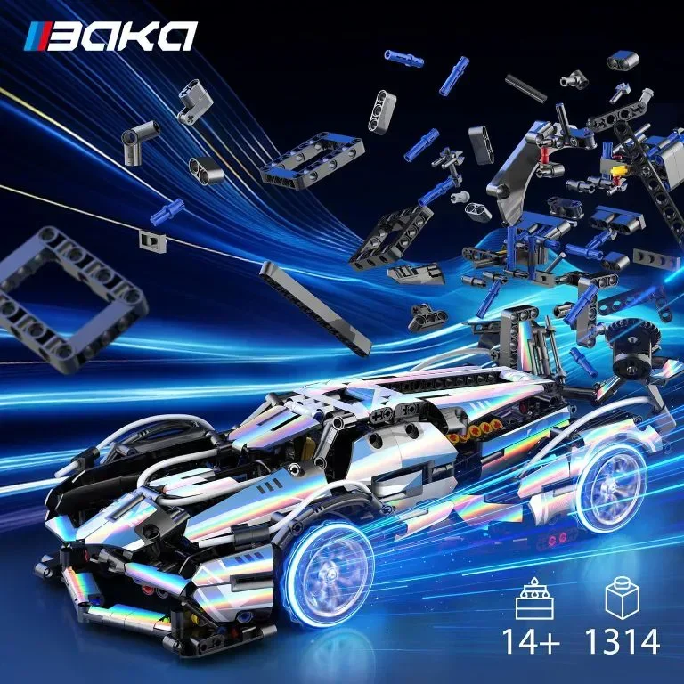 BAKA Technic Комплект за построяване на състезателна кола - V12 Speed ​​Model Cars Kit, 1314 части — снимка 2