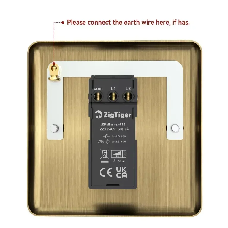 Zigtiger LED Димер: за LED/Халоген, 1 Клавиш, 3-100W, Без Неутрален, Античен Месинг — снимка 5