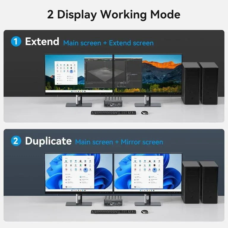 VEDINDUST KVM суич 2 монитора 2 компютъра 4K60HZ HDMI, 4 USB, настолен контролер — снимка 3