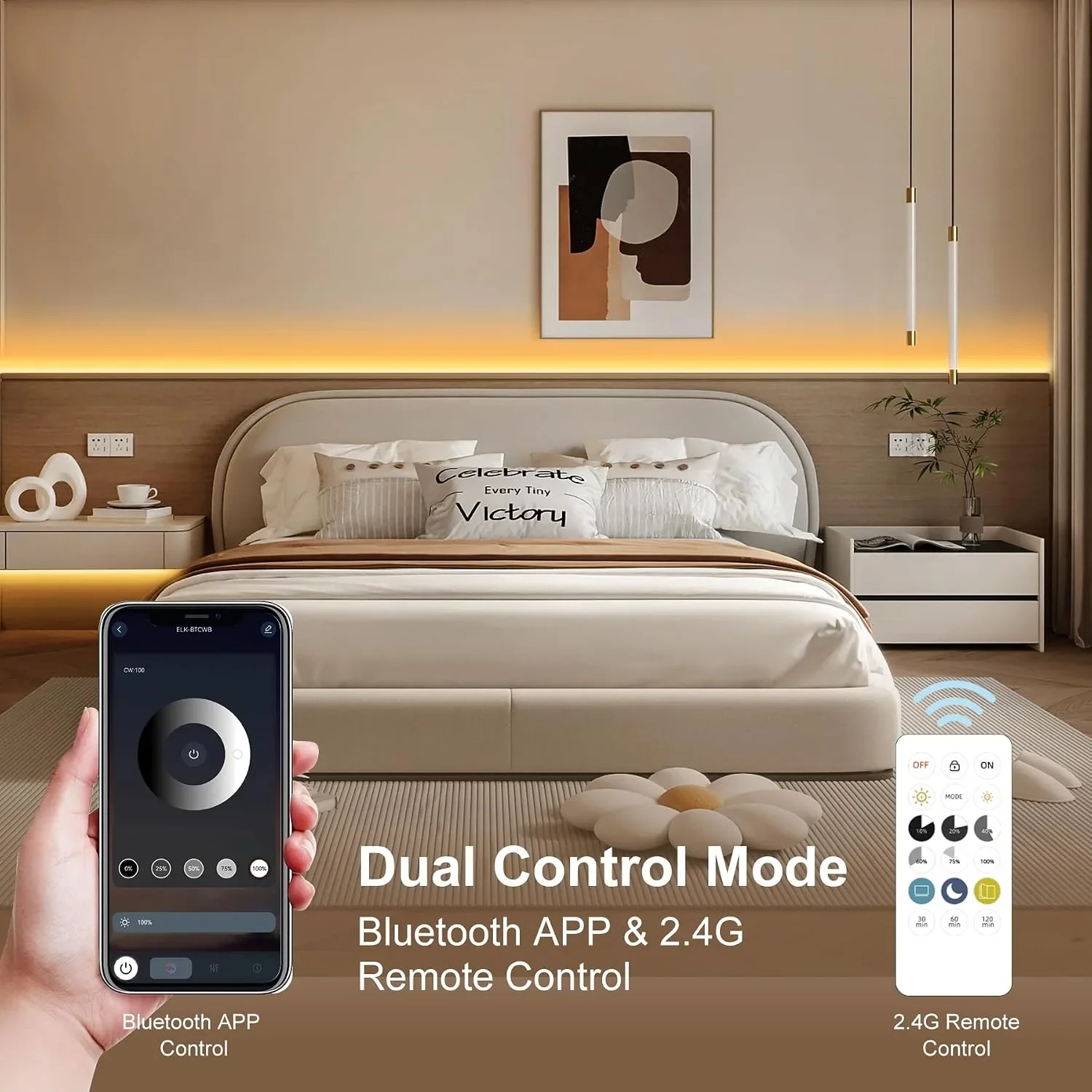 TTWAY COB LED лента 10 м (5 м x 2), 3000K, 24V, CRI92+, дистанционно и APP управление – 8 мм — снимка 3
