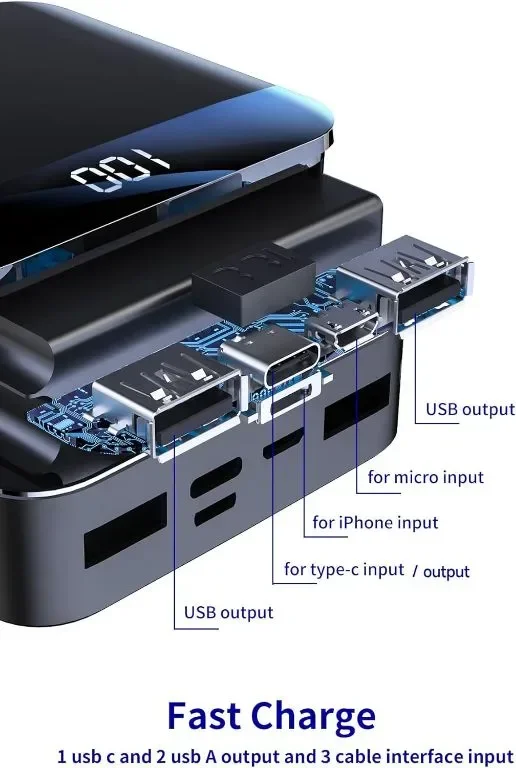 Bscame Power Bank, 10000mAh преносимо зарядно устройство USB-C Ultra-Compact, QC3.0 — снимка 3