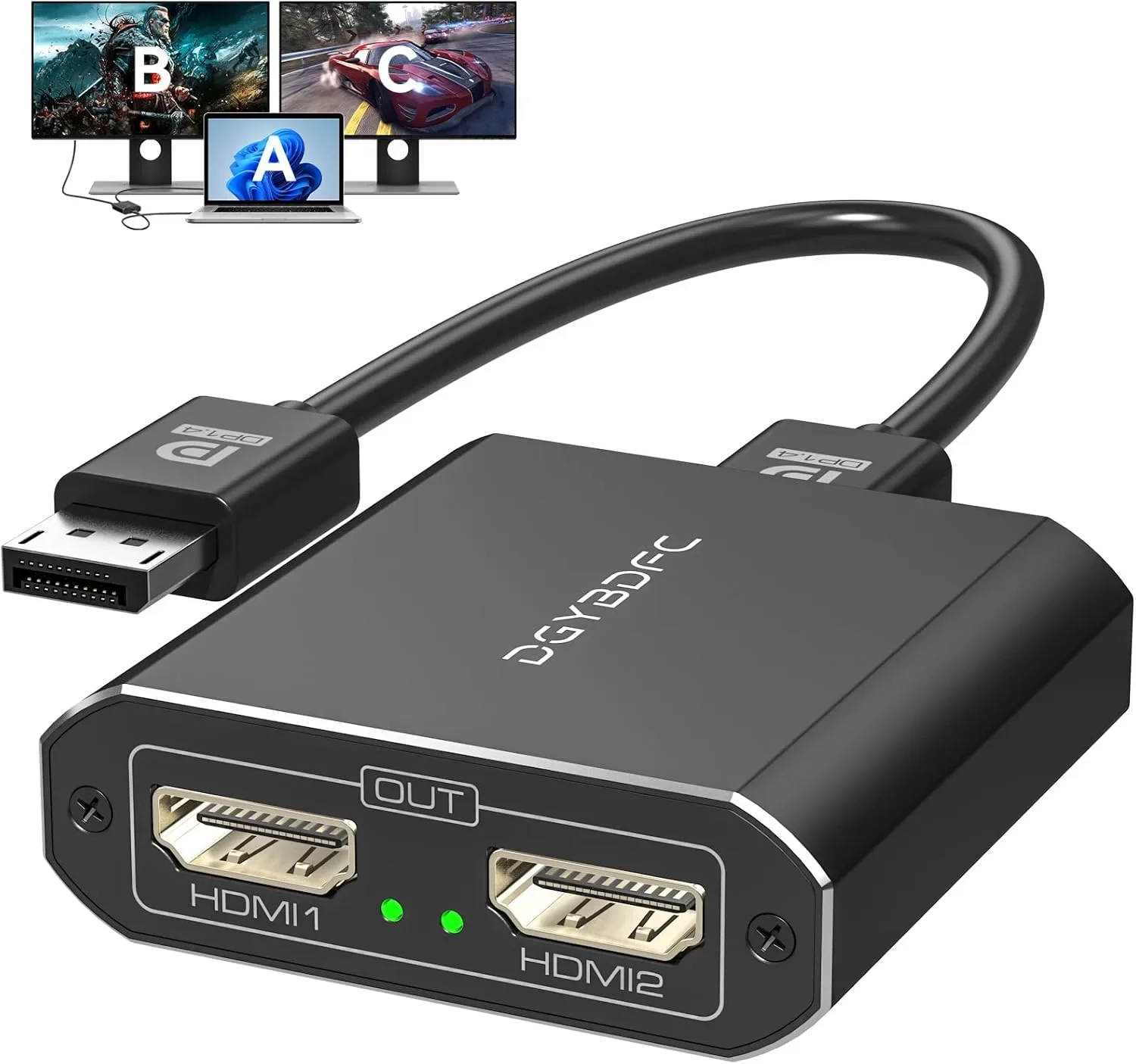 DP 1.4 към 2x HDMI 2.0 адаптер (DisplayPort към двоен HDMI) 4K/60Hz
