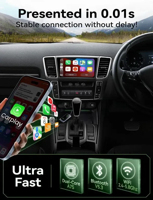 Безжичен адаптер Carplay за Apple, Carplay преобразува кабелен в безжичен CarPlay Dongle — снимка 4