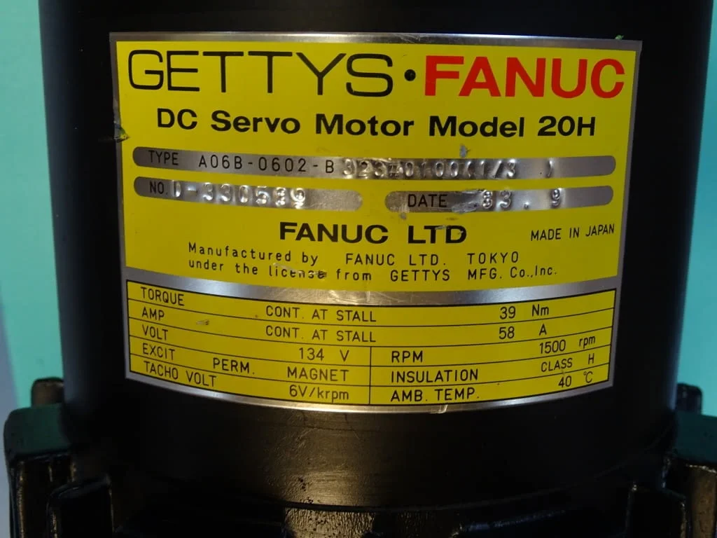 Сервомотор GETTYS-FANUC A06-0602-B323 DC servo motor model 20H — снимка 6
