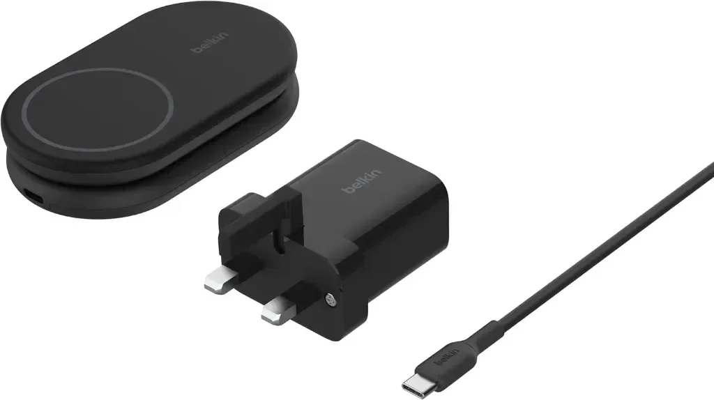 Зарядно устройство Belkin BoostCharge MagSafe, магнитна сгъваема стойка за безжично зареждане 15 W — снимка 2