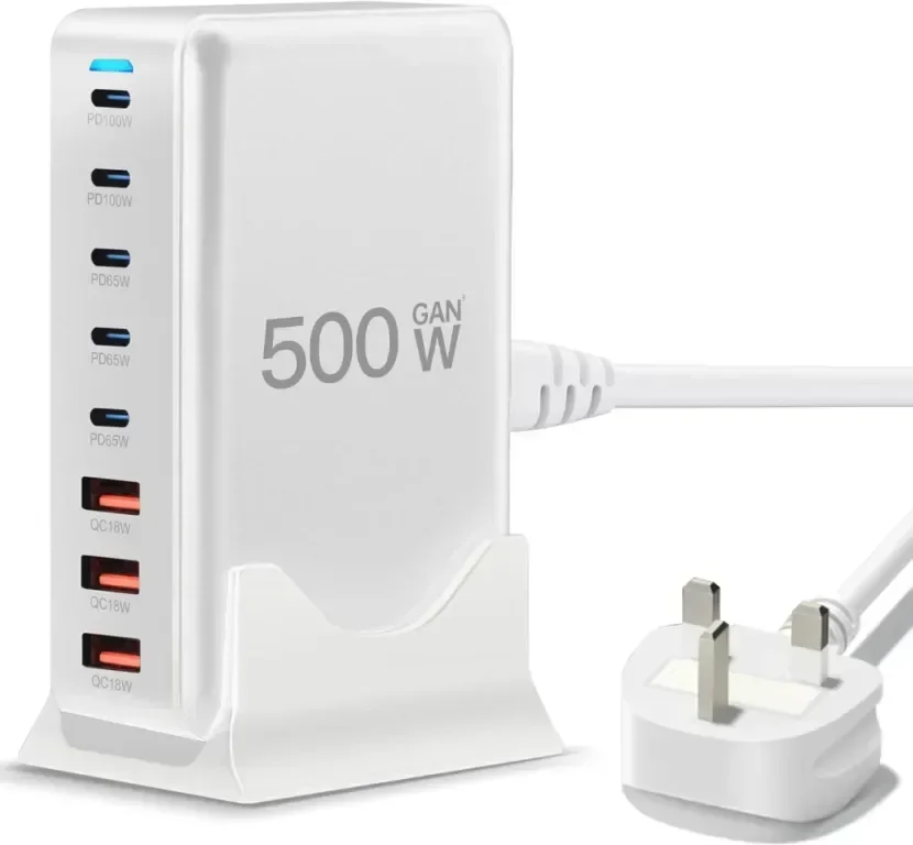 USB C зарядно устройство 500 W, 8 порта GaN3 USB C зарядна станция