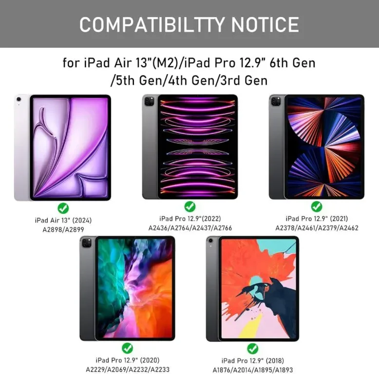 Калъф с клавиатура iPad Air 13 инча 2024 (M2), с подвижна клавиатура и държач за молив, черен — снимка 3