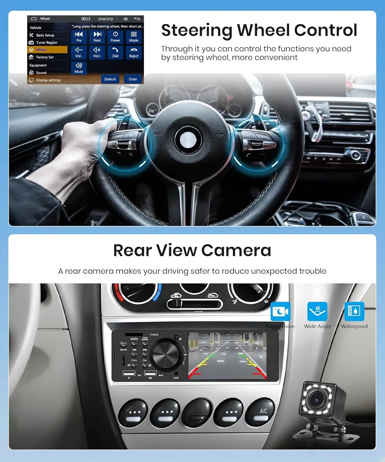 Еднодиново автомобилно стерео с 4-инчов сензорен екран и CarPlay/Android Auto — снимка 4