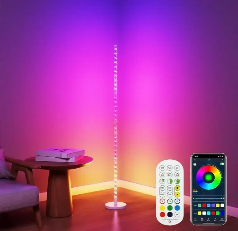 Lastar LED подова лампа, RGB с APP/Remote/Music Sync/48+ режима, бяла