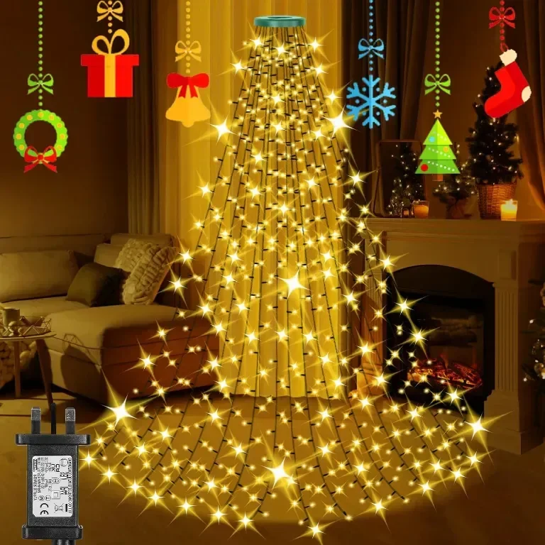 Лампи за коледно дърво Laybasic с пръстен, 1,75 м x 16 нишки 400 LED