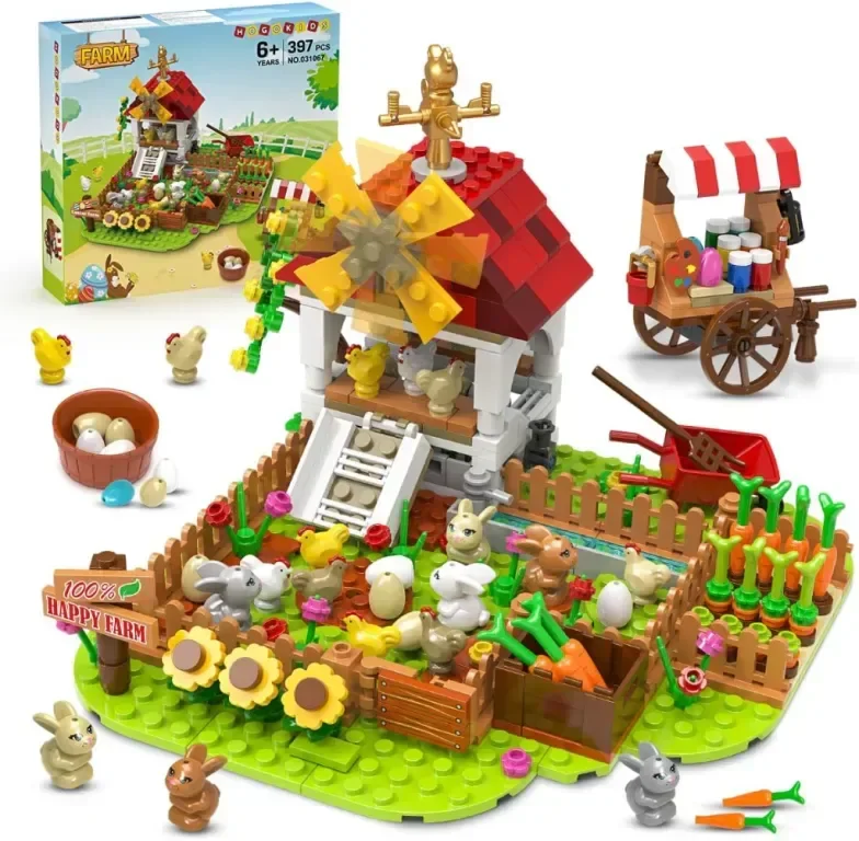 HOGOKIDS Комплект за изграждане на Великденска ферма, 397 части