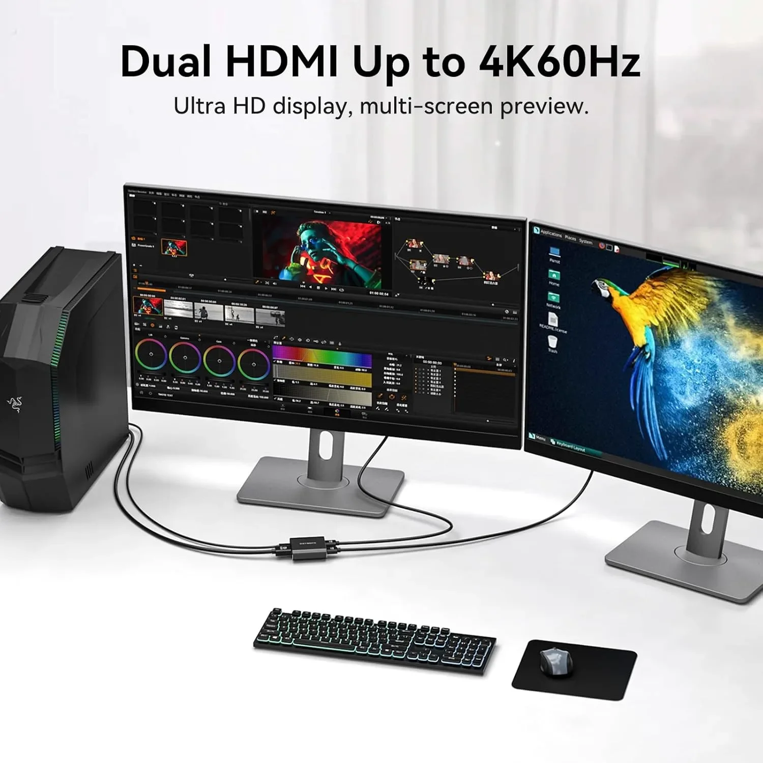DP 1.4 към 2x HDMI 2.0 адаптер (DisplayPort към двоен HDMI) 4K/60Hz — снимка 3