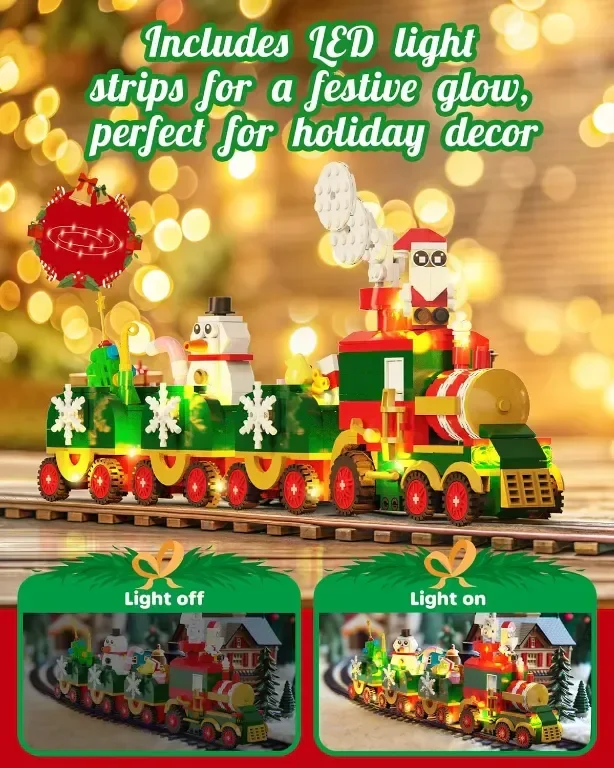 D-FantiX Advent Calendar 2024 Коледен влак, градивни блокчета с LED светлина — снимка 3